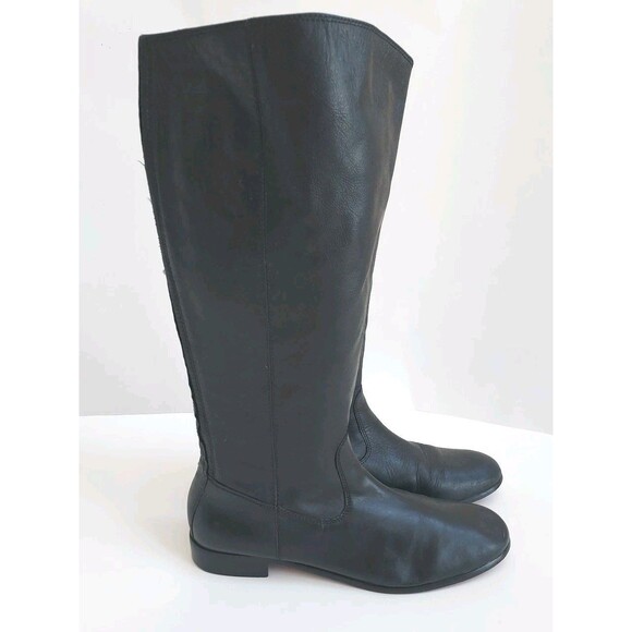 Ladies Kenneth Cole Black Leather Elastic Side Zip Tall Riding Boots Size 10/11 - Picture 4 of 12